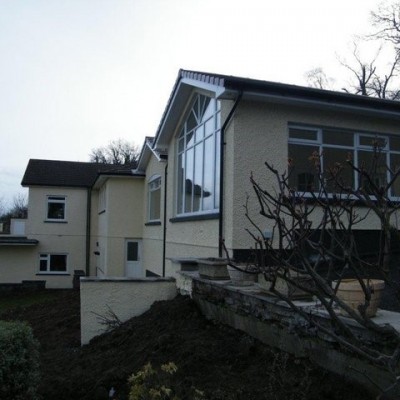 Large extension, pebble dash & painted