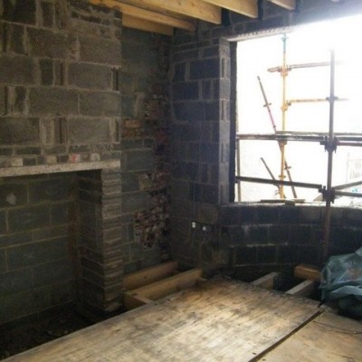 New home before plastering