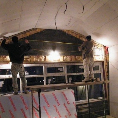 Plaster boarding kitchen