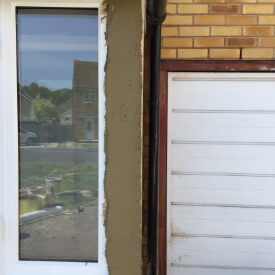Fresh sand & cement render on porch ready for finishing