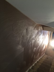 Hallway freshly coated with plaster