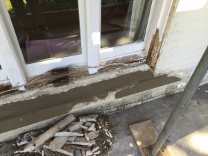 Damaged render repaired ready for paint