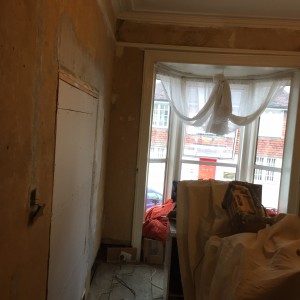 Door exit closed up, ready for a skim coat