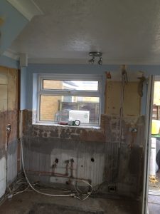 Kitchen re wired before plaster