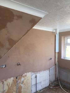Fresh plaster ready for units to be fitted