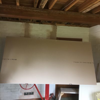 Plasterboard been lifted into position, Five Ashes