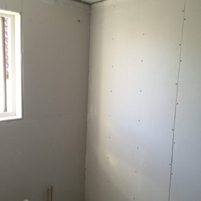 Plasterboard installed