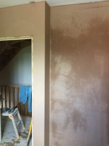 New plaster ready for shower to be fitted