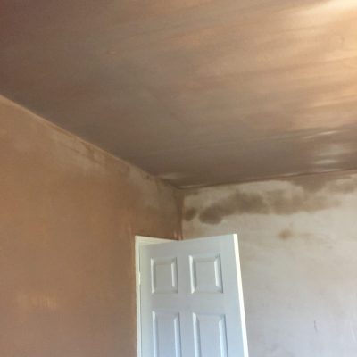 Ceiling plasterboarded and skim coat