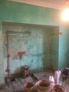 Old tiles romoved, new electrical work added