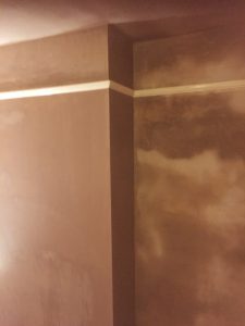 Close up of fire brace wall after new plaster finished