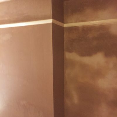 Close up of fire brace wall after new plaster finished