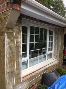 Basecoat applied around window
